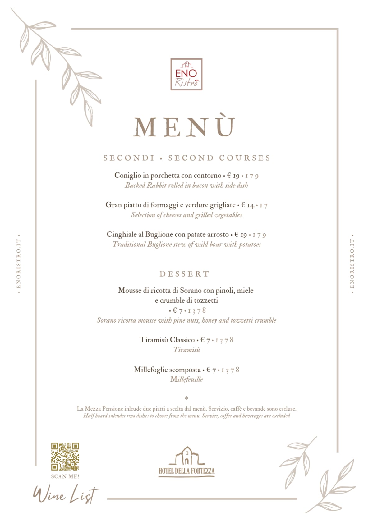 EnoRistrò menu