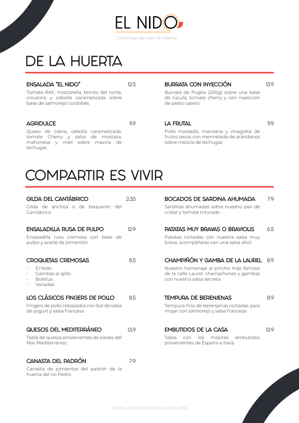 El Nido menu