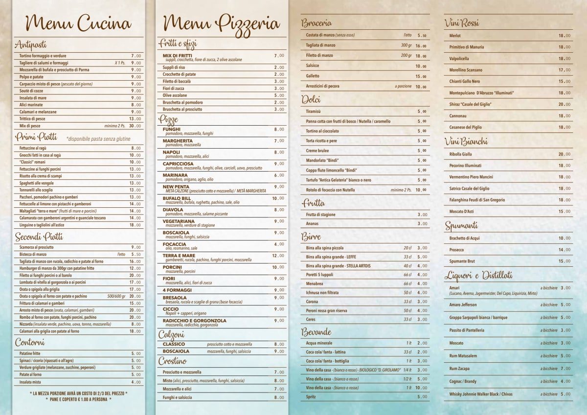 Terra e Mare Ristorante Pizzeria menu