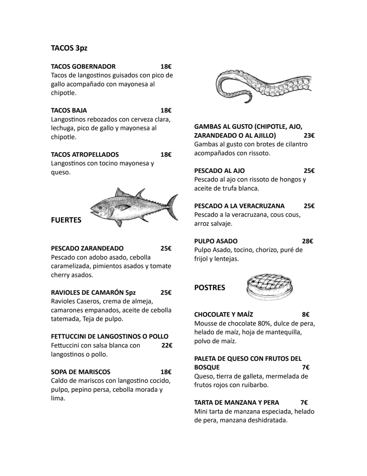 Los Aguachiles - Velázquez menu