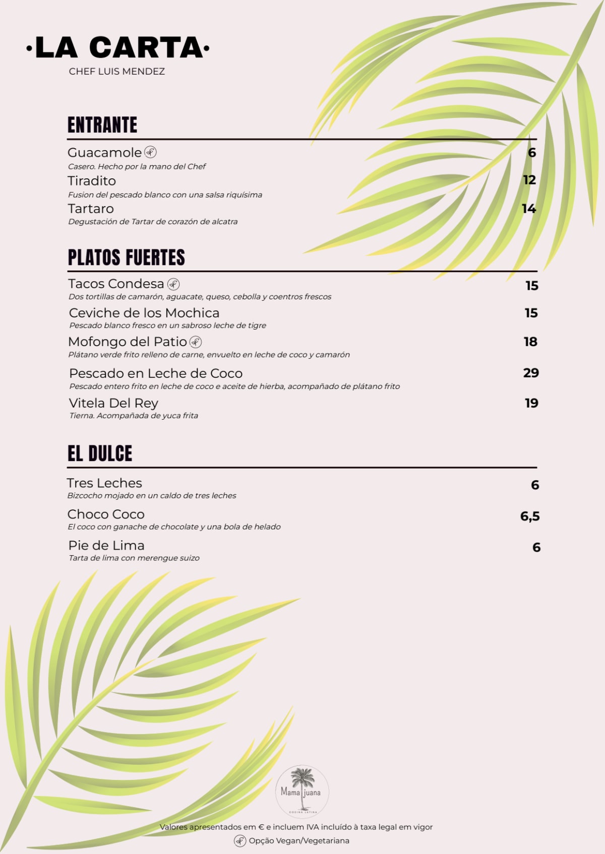 Carte et Menus 2024 Mamajuana Restaurante à Vila do Conde TheFork