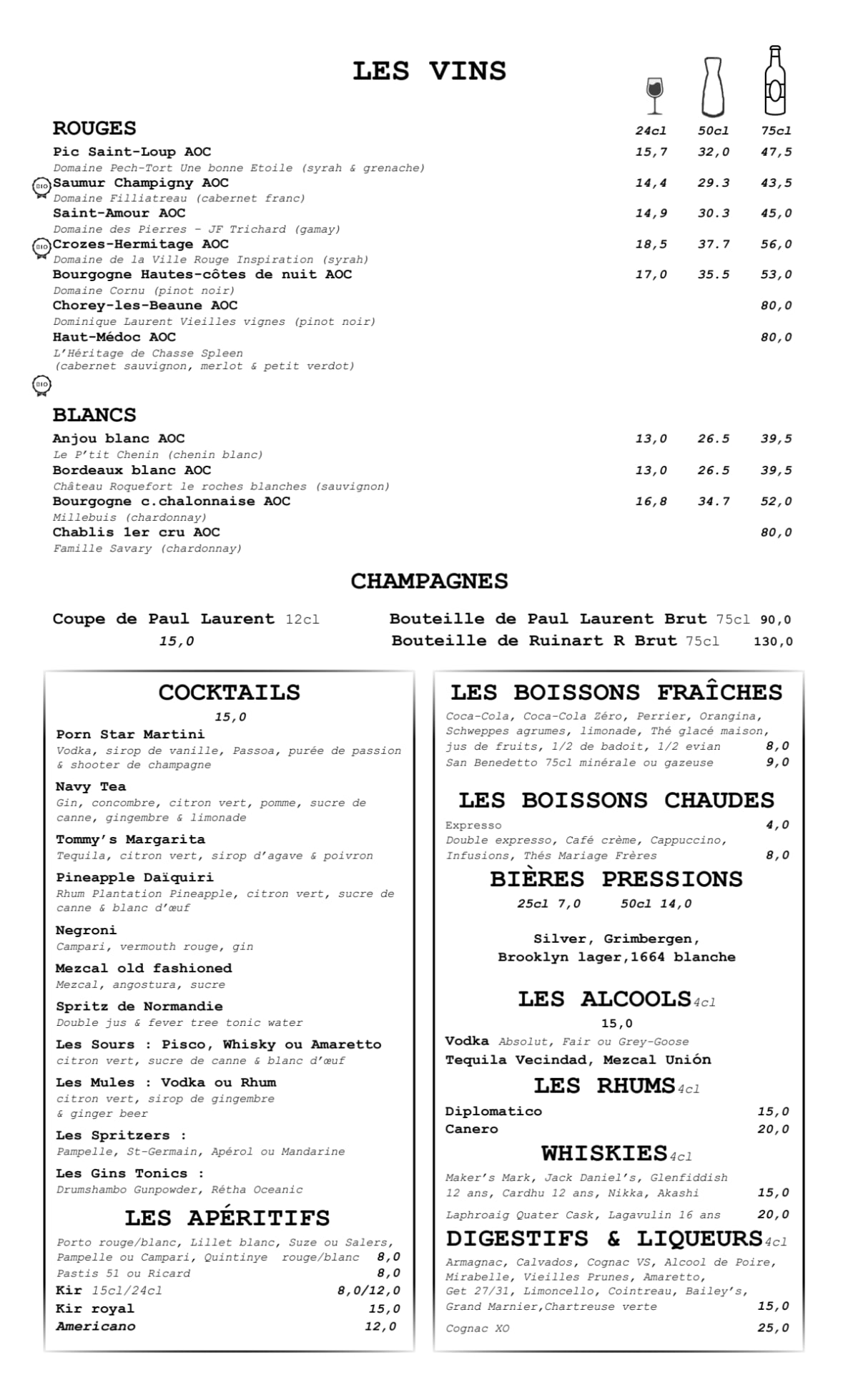 Café Francoeur menu