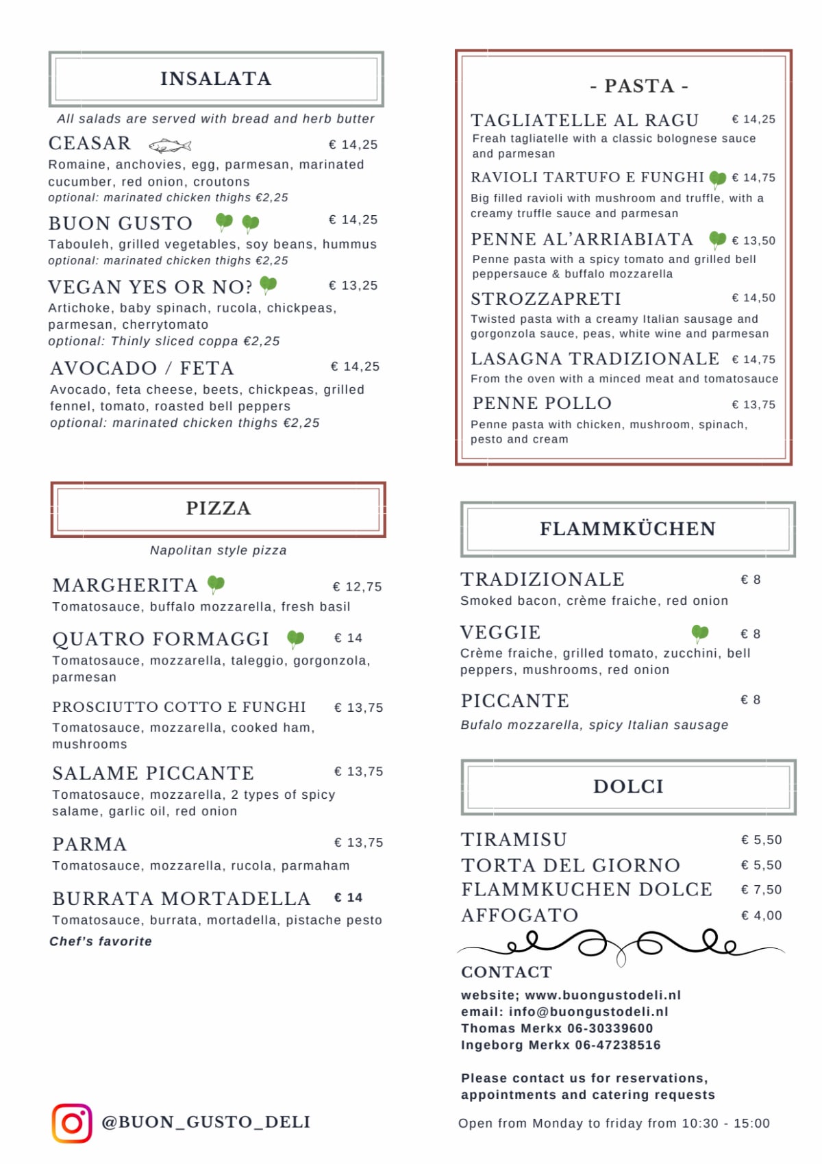 Buon Gusto Bar & Gastronomia menu