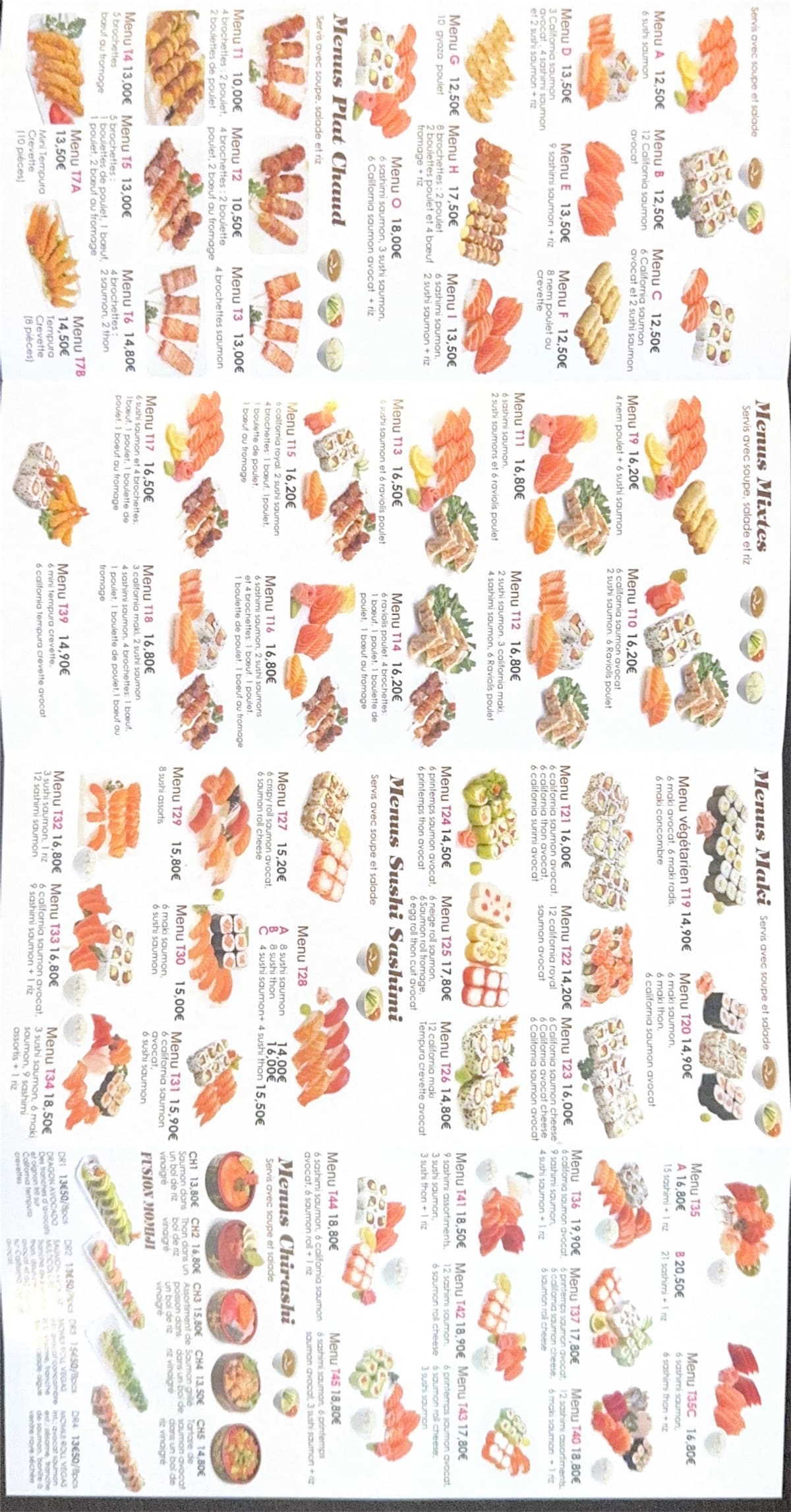 Sushi Momiji menu