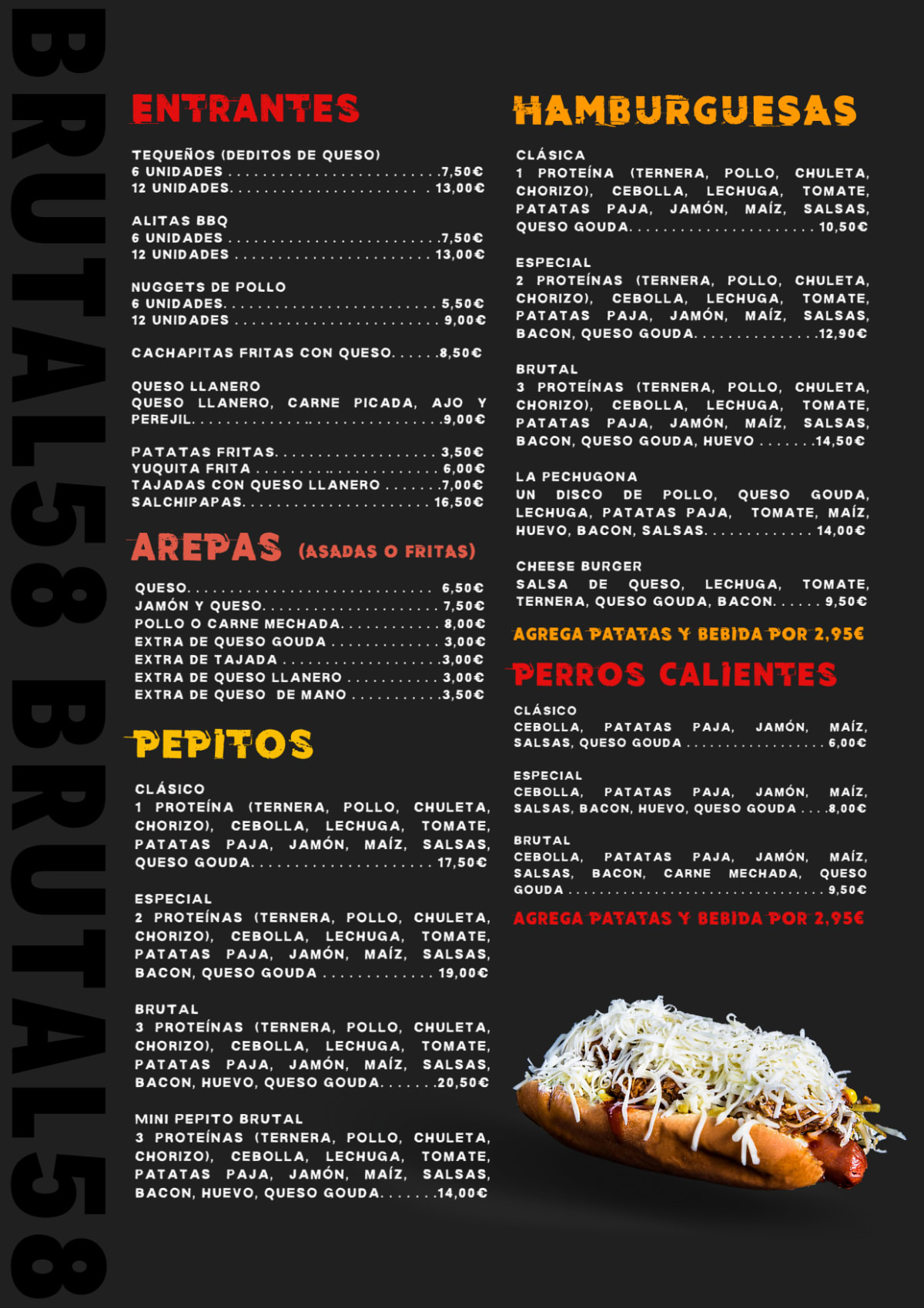 Brutal 58- Calle mallorca menu