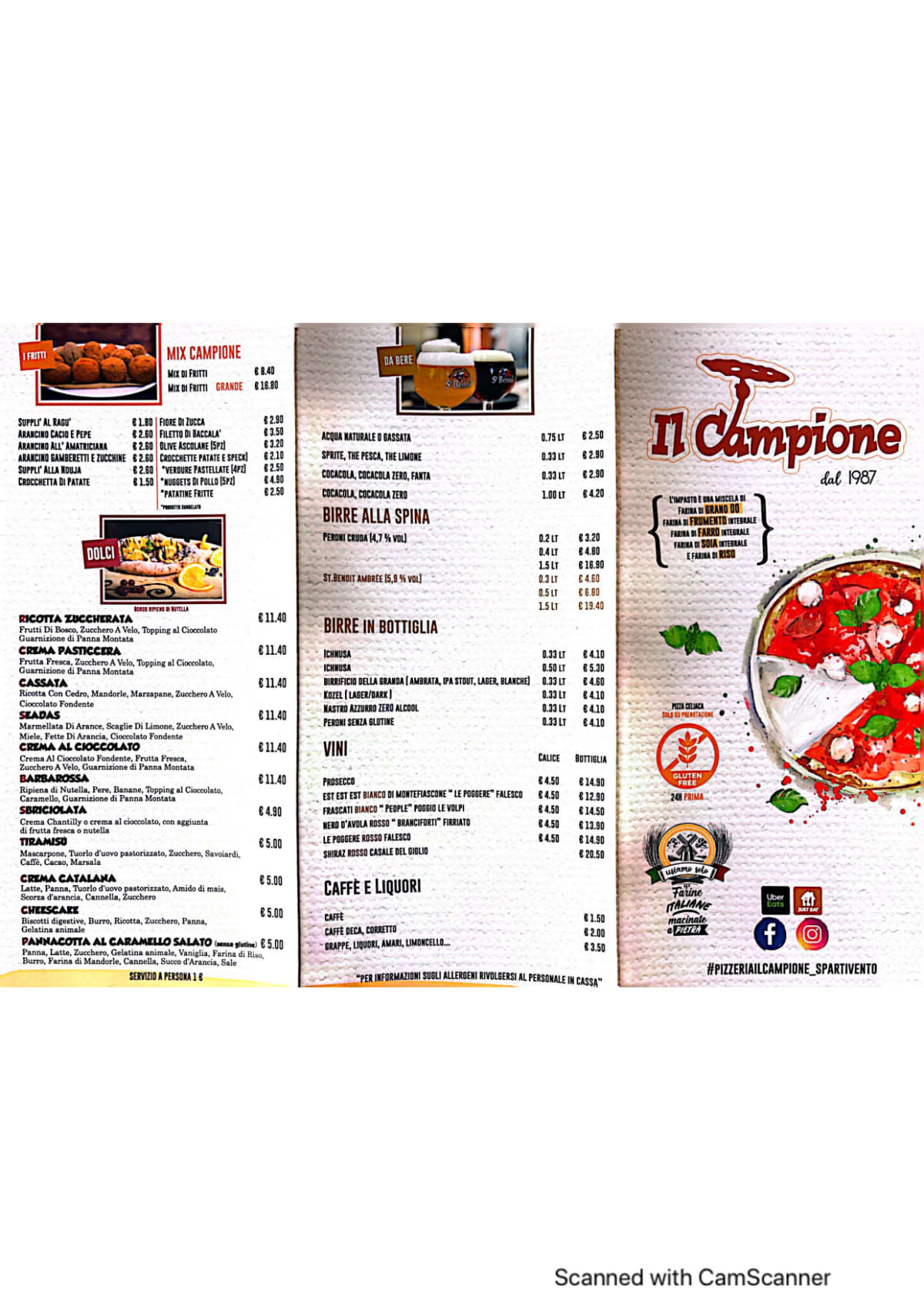 Il Campione Spartivento menu