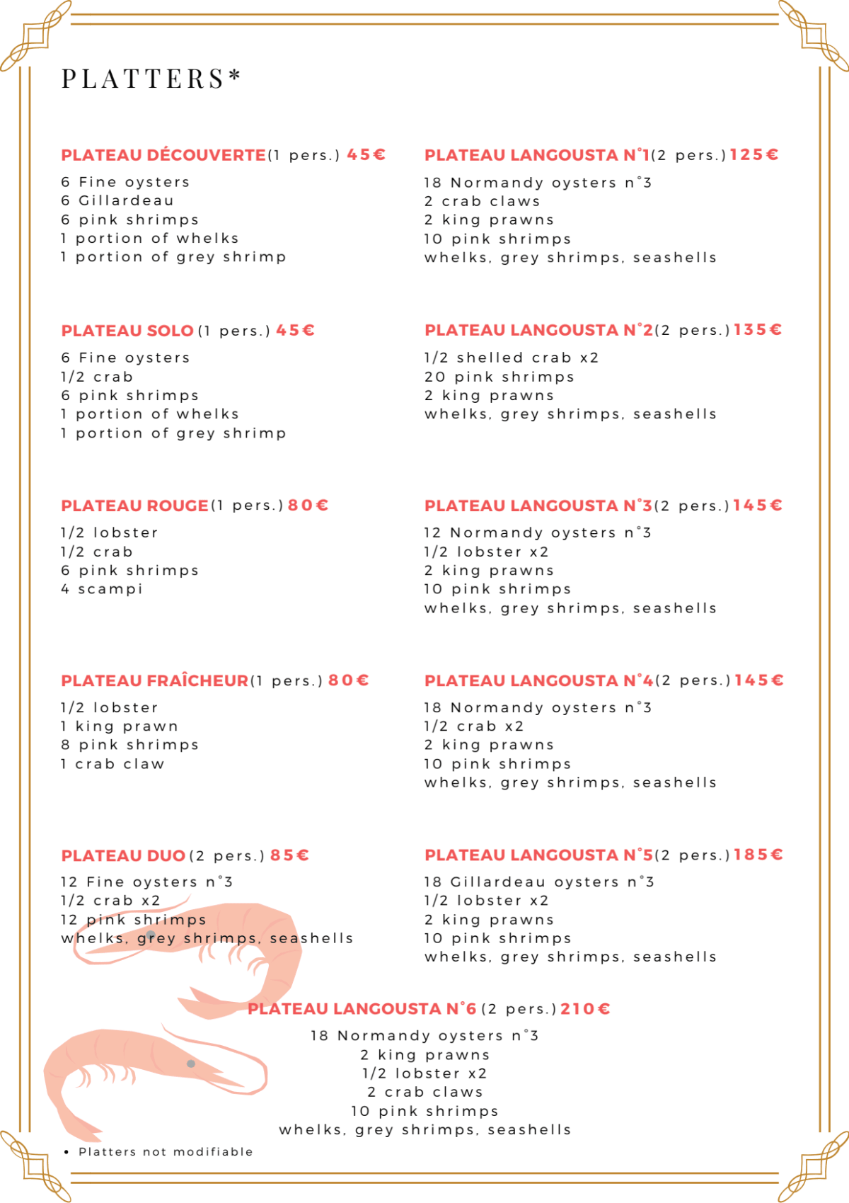 Langousta menu