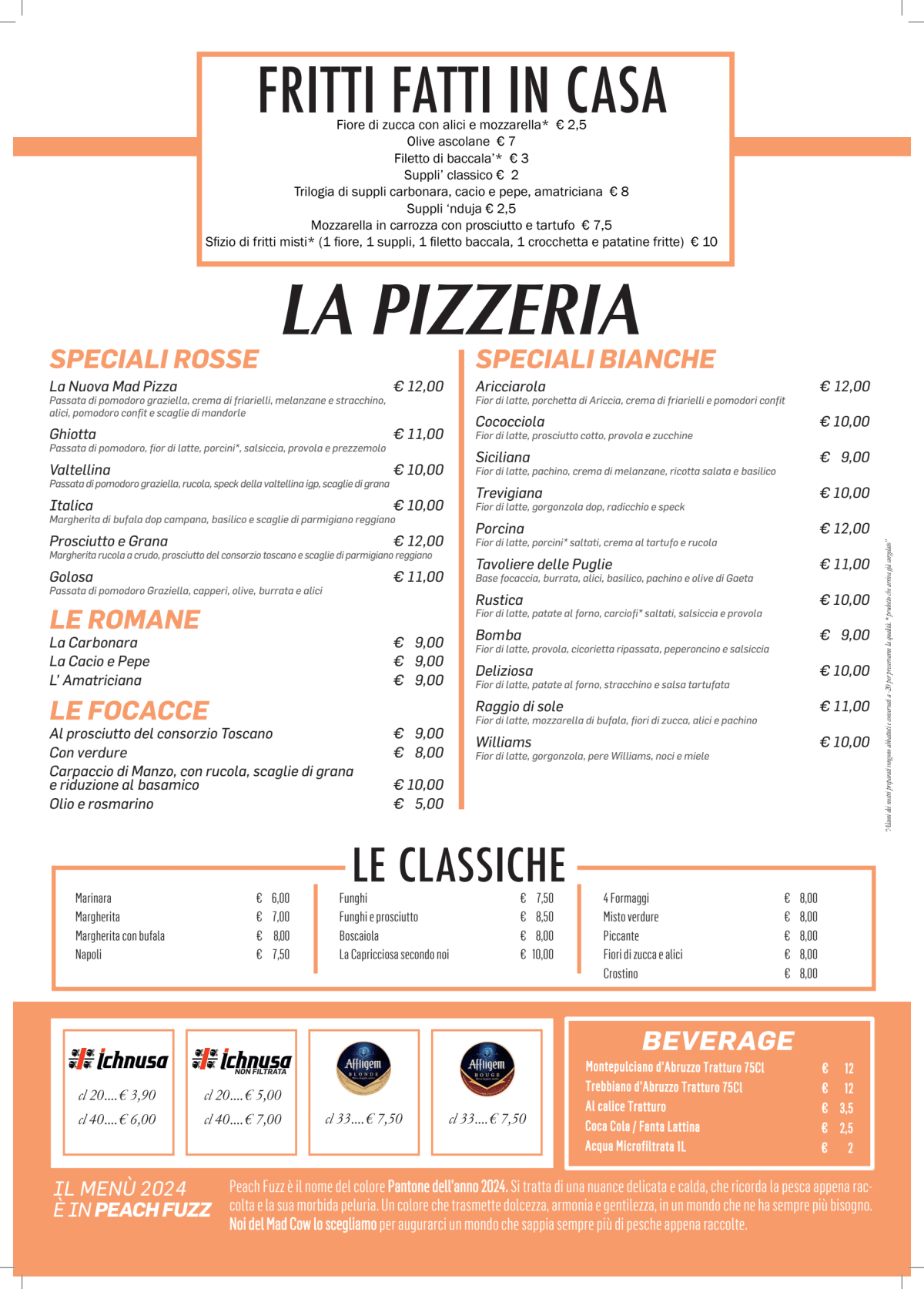 Ristorante Mad Cow & Pizza Gourmet menu