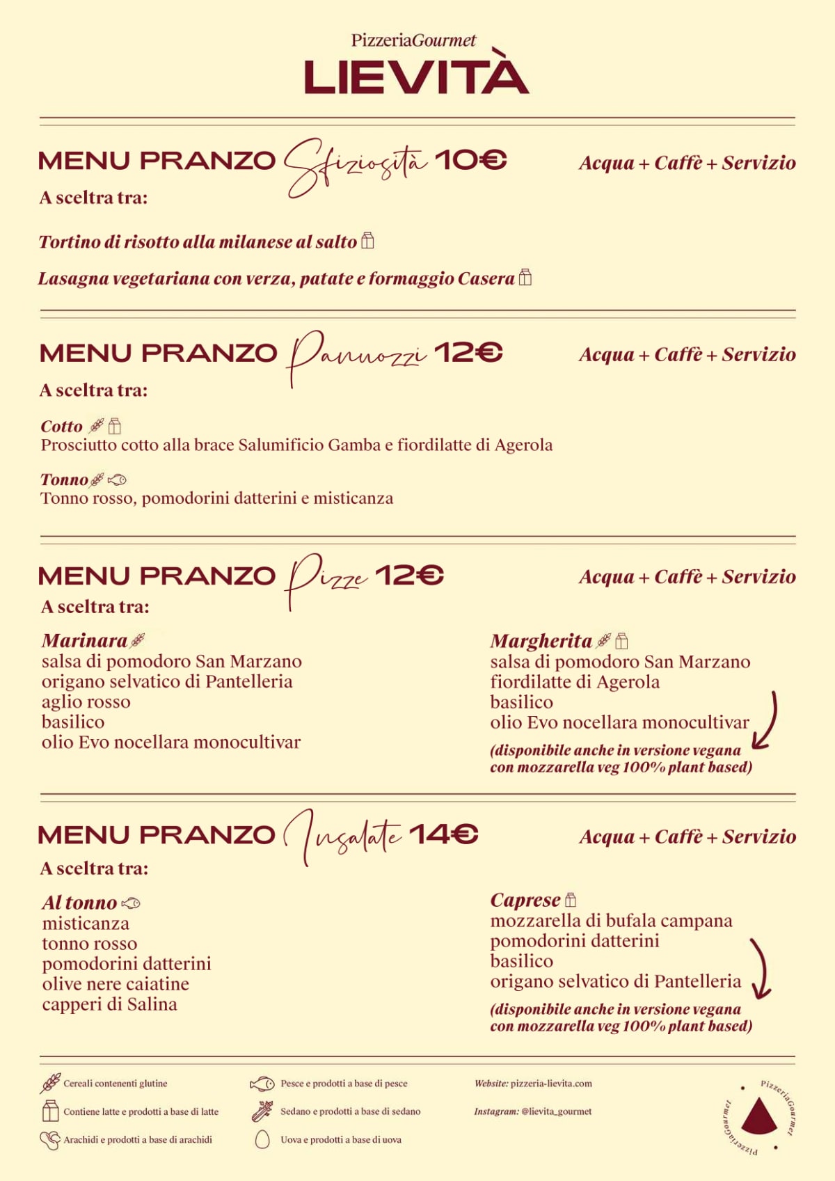 Lievità Sempione - Pizzeria Gourmet menu