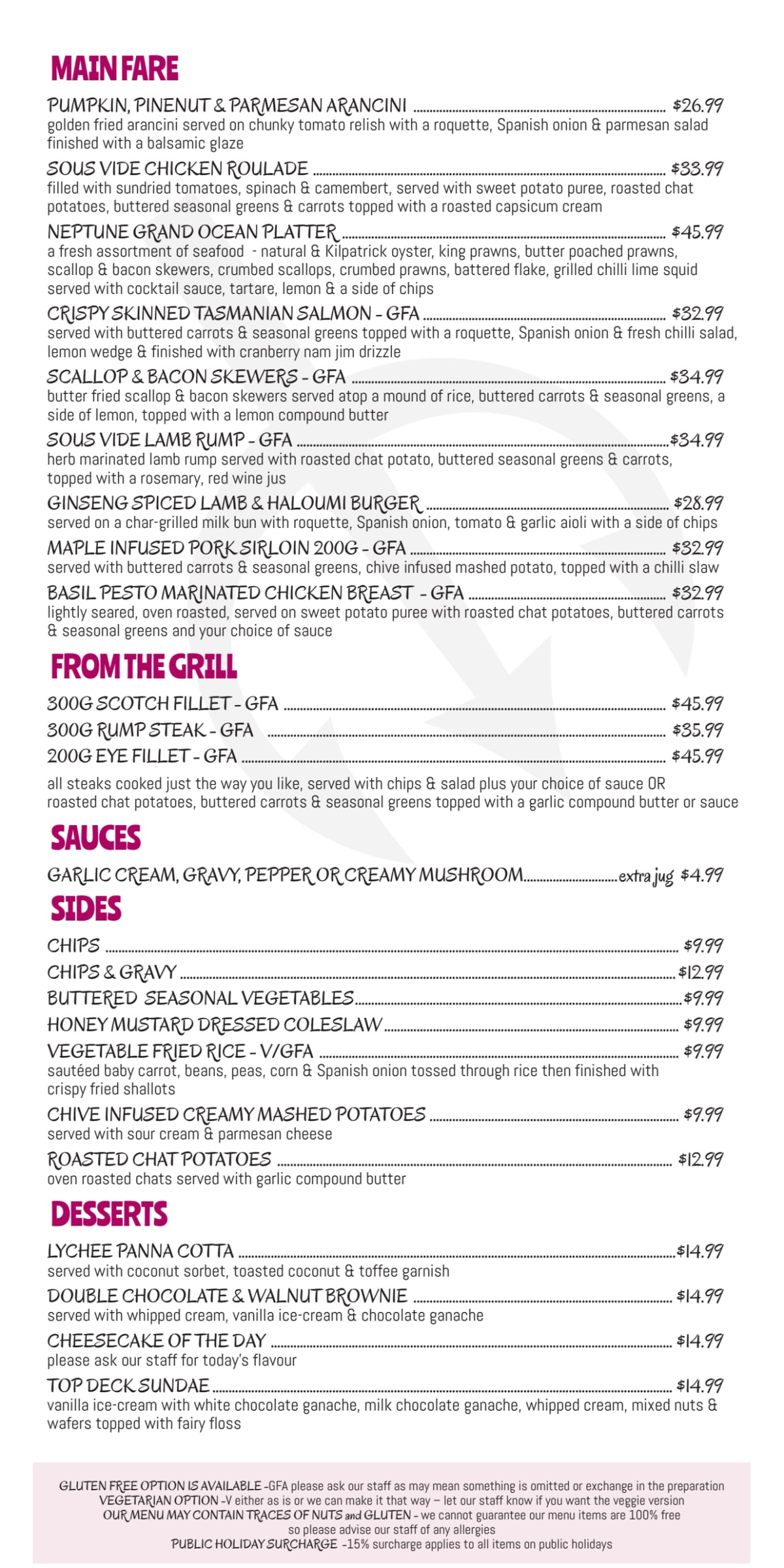 Carte et Menus 2023 Neptune Grand Hotel à Penguin TheFork