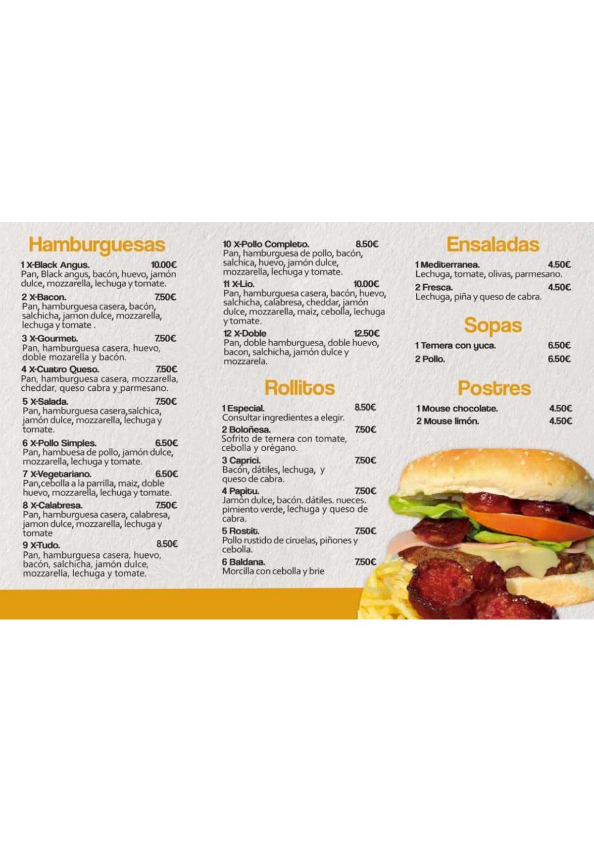 Infusiónfood menu