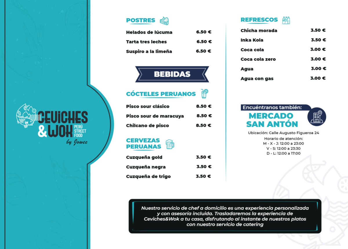 Ceviches & Wok - Mercado Prosperidad menu