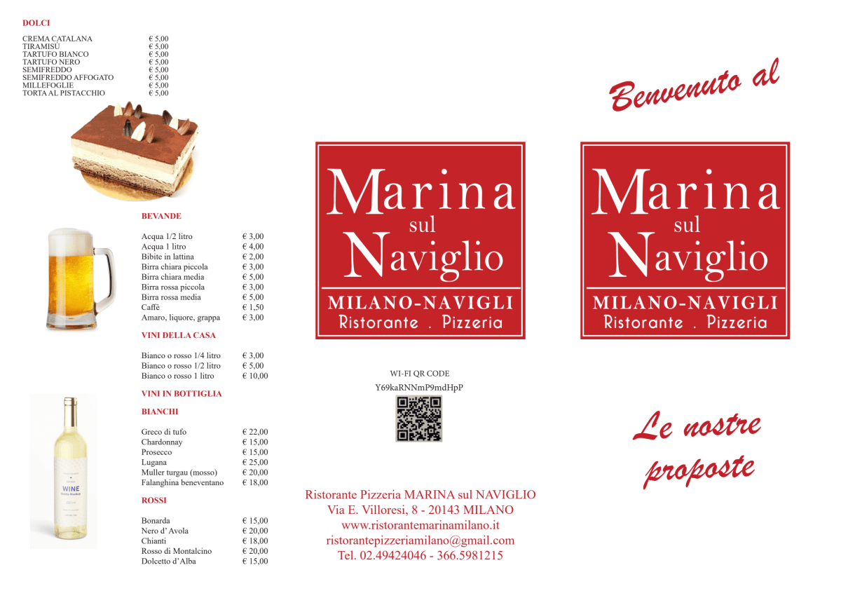 Marina sul Naviglio menu