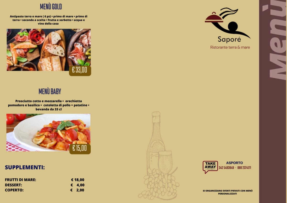 Carte et Menus 2024 - Saporé à Gravina In Puglia | TheFork