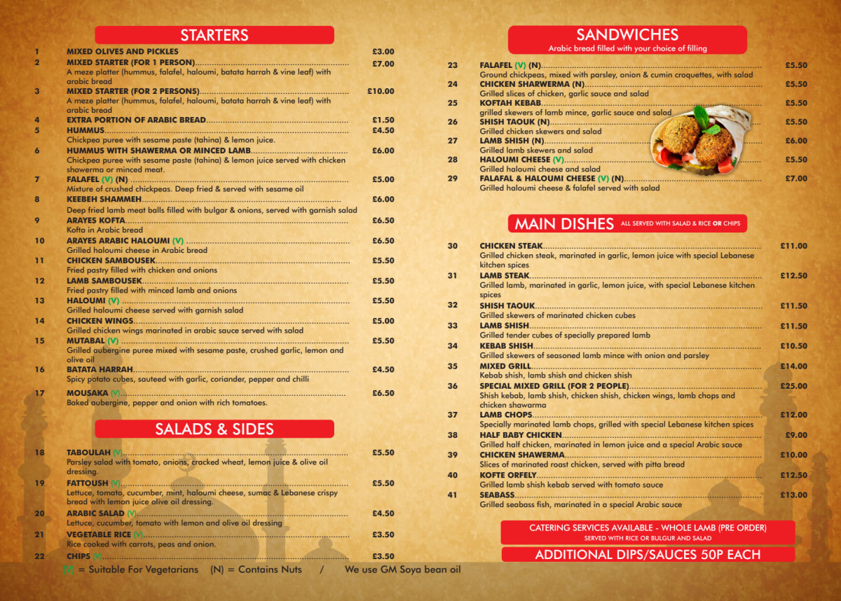 Speisekarte 2024 – Lebanese Kitchen in St Albans – TheFork