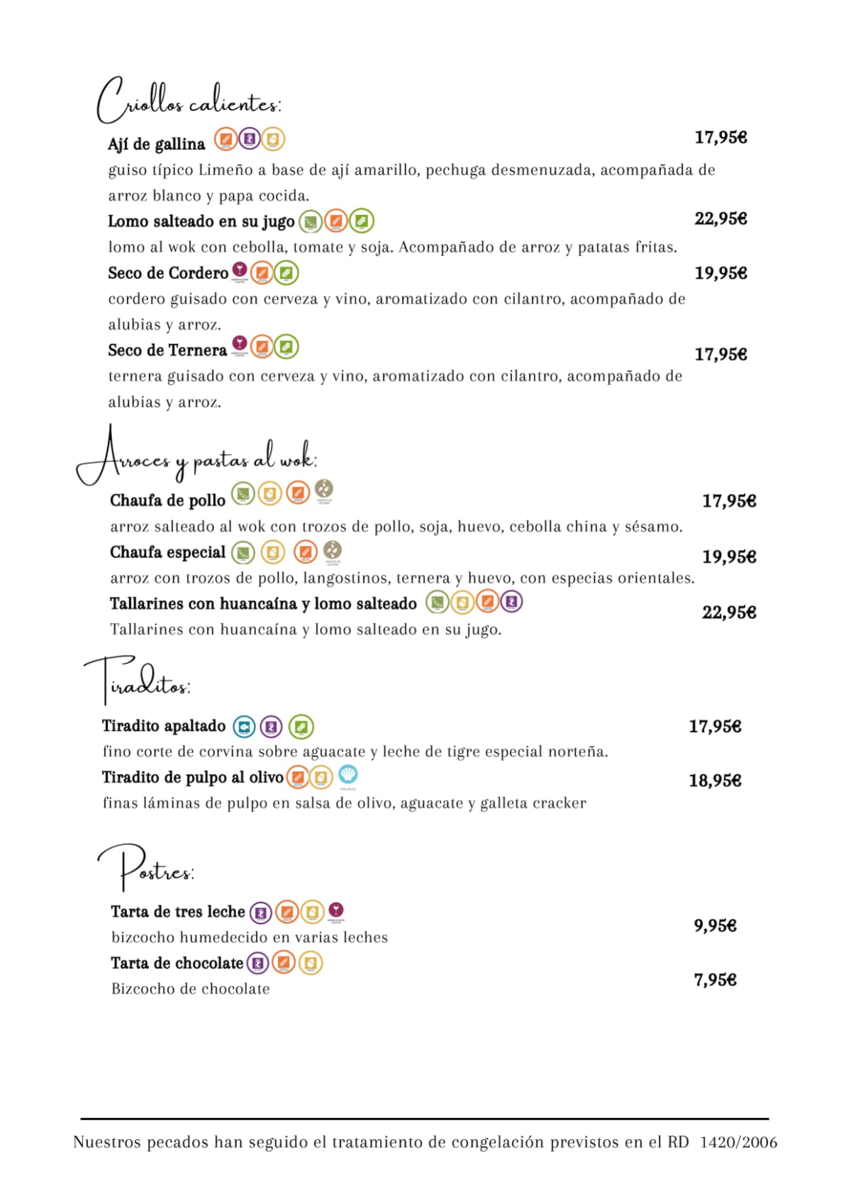 Cevicheria San Joaquín menu