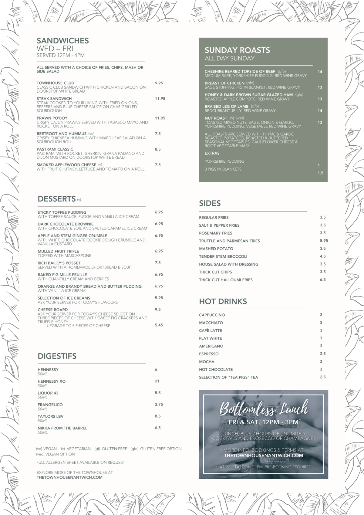 Menus 2023 The Townhouse in Nantwich TheFork