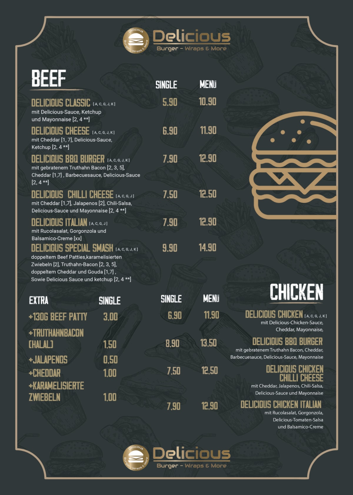 Menu 2024 Delicious Burger, Wraps & more in Düsseldorf TheFork
