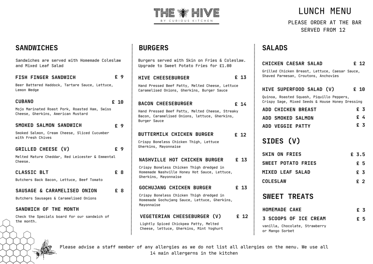 The hive menu outlet