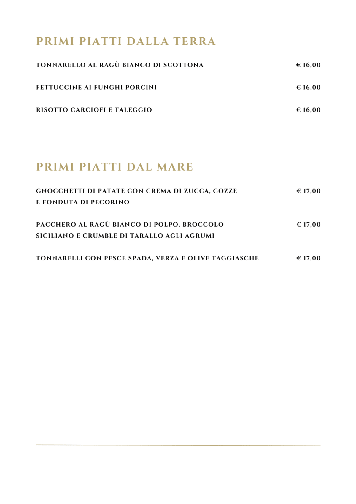 L'Altra Tappa menu