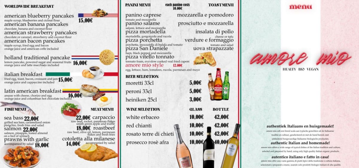 Italian Gourmet menu