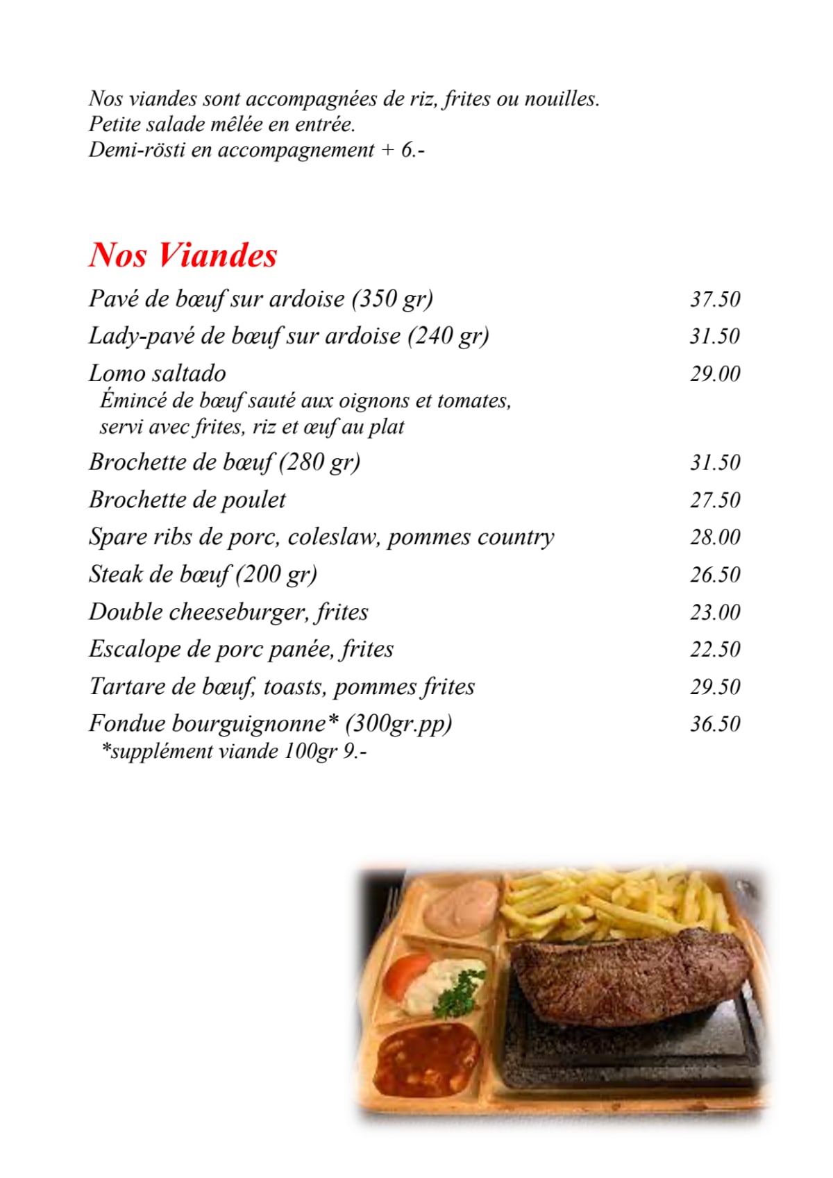 La Cantina Chez Marco menu