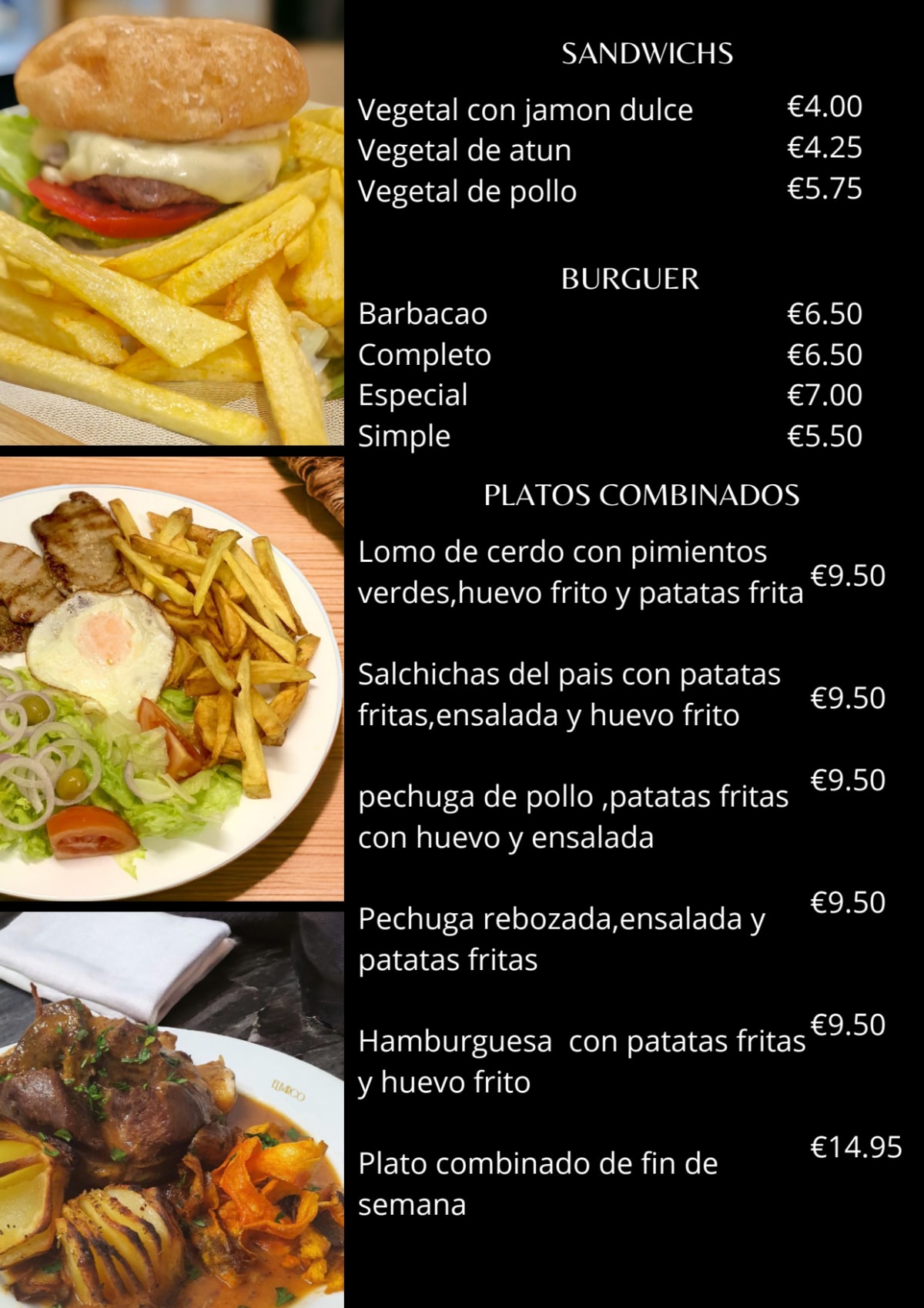 El Barco menu