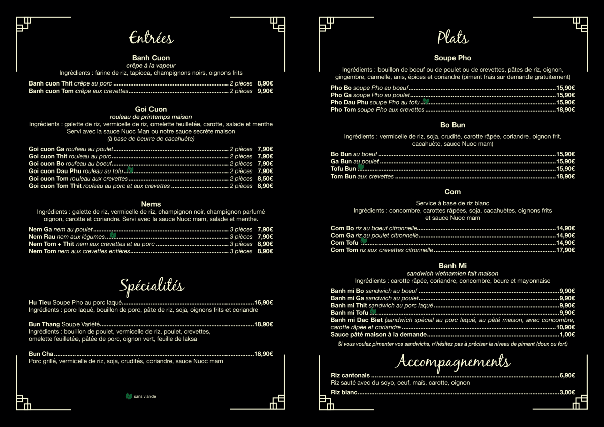 Hanoi etoile menu