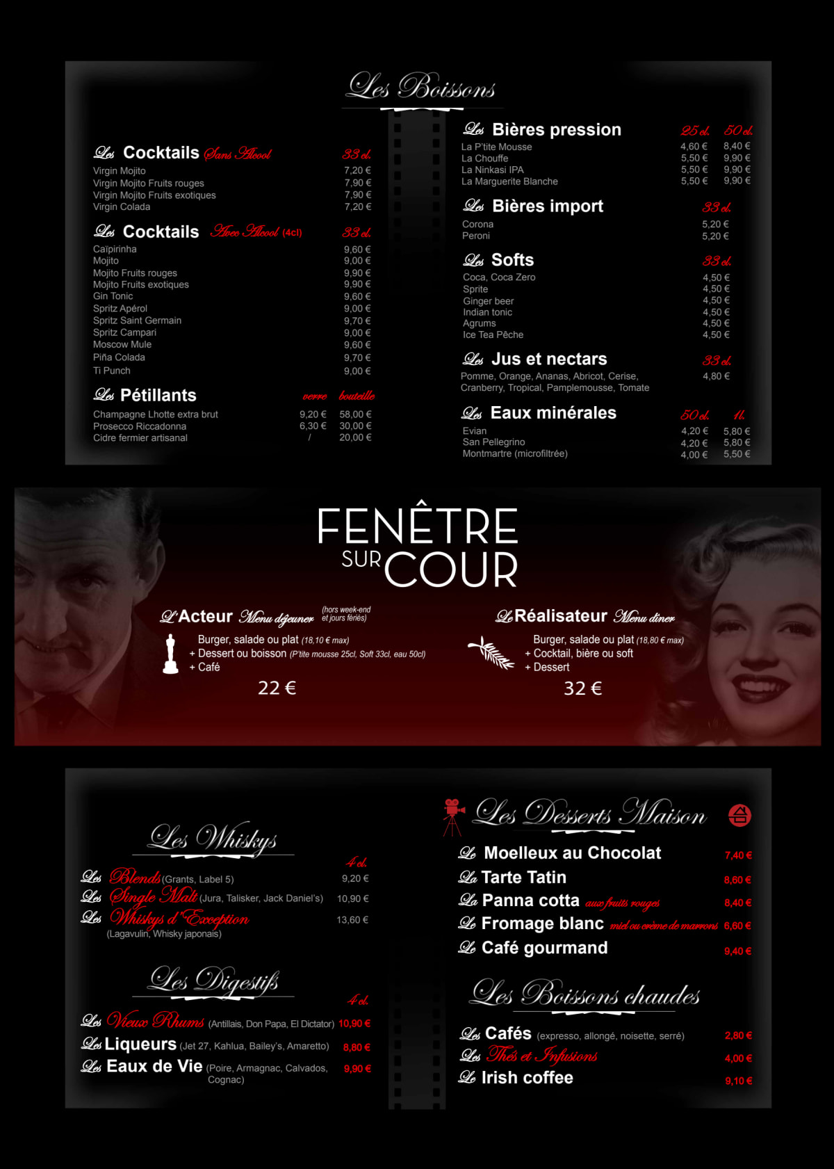 Fenêtre Sur Cour menu