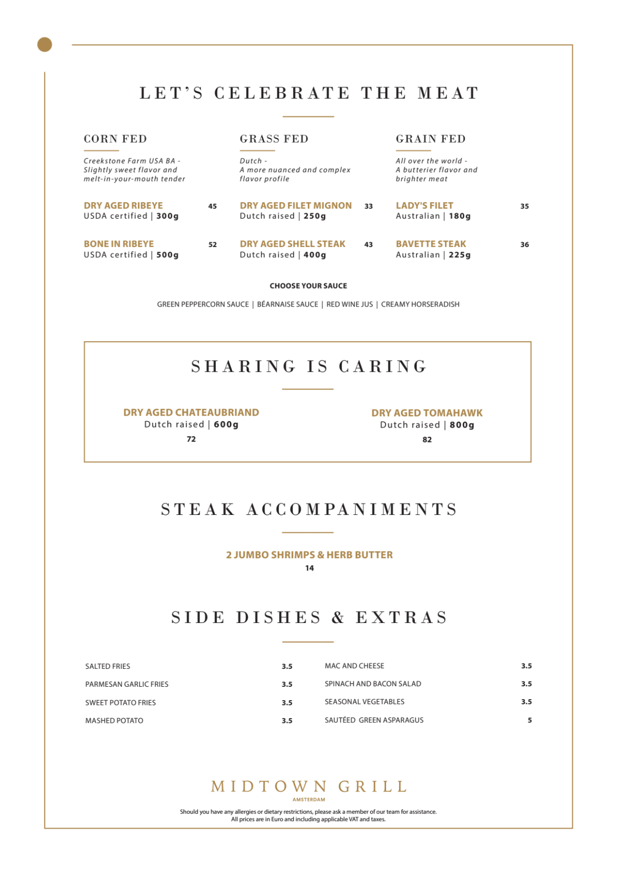 Midtown Grill (Marriott Hotel) menu
