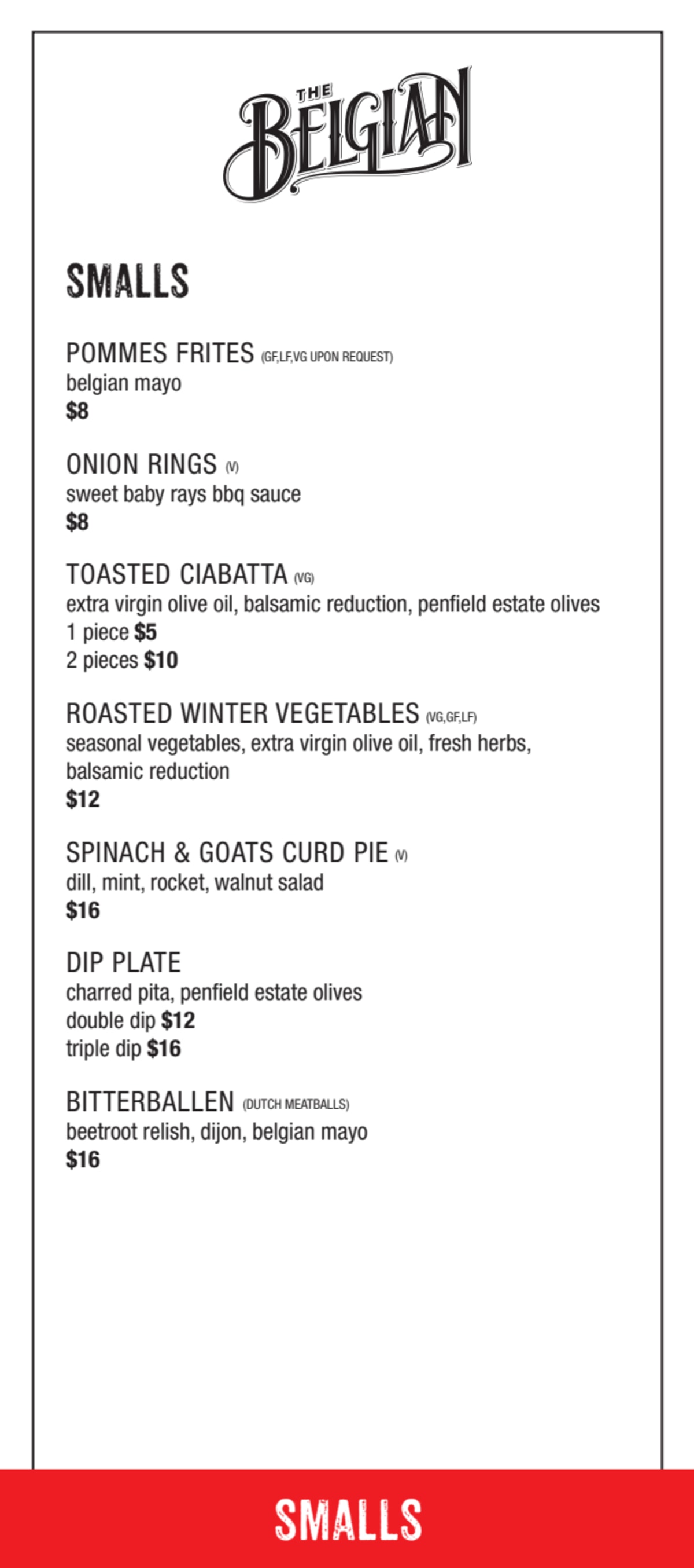 Menu 2022 Belgian Beer Cafe 'Oostende' in Adelaide (SA) TheFork