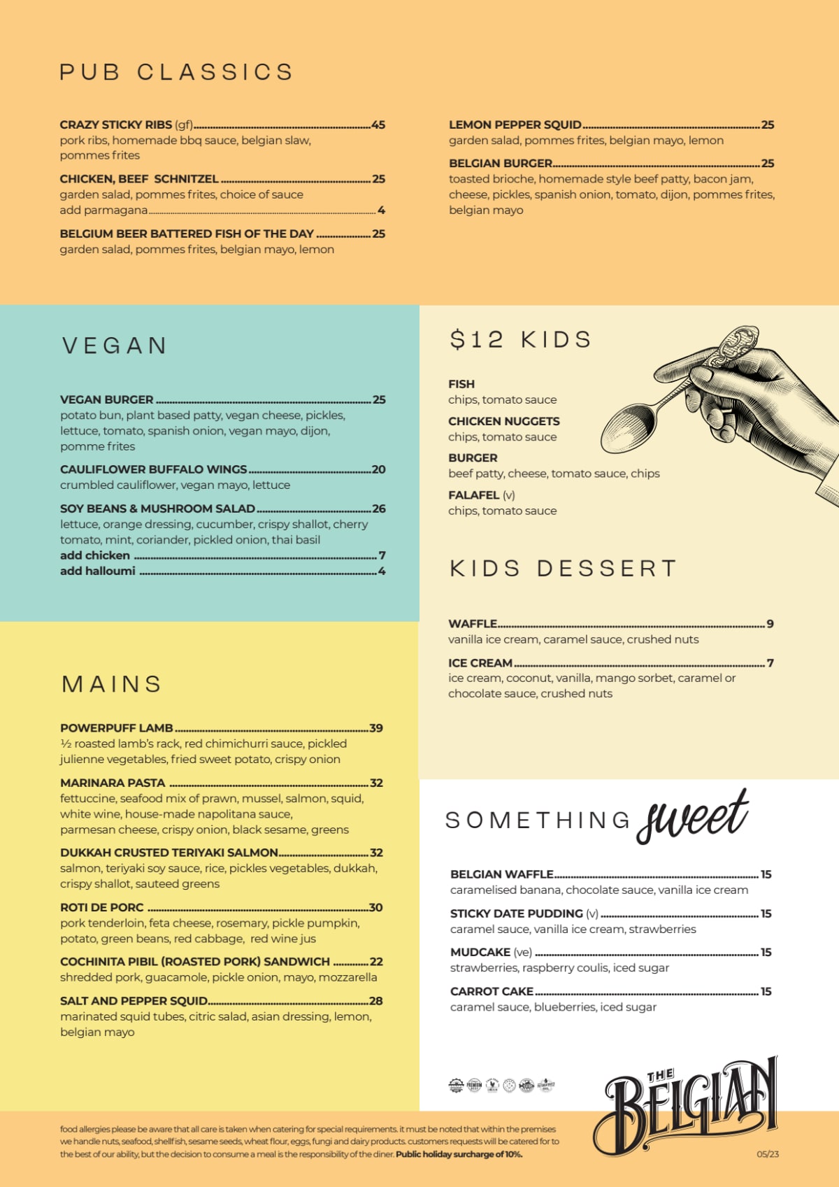 Carte et Menus 2024 Belgian Beer Cafe 'Oostende' à Adelaide (SA