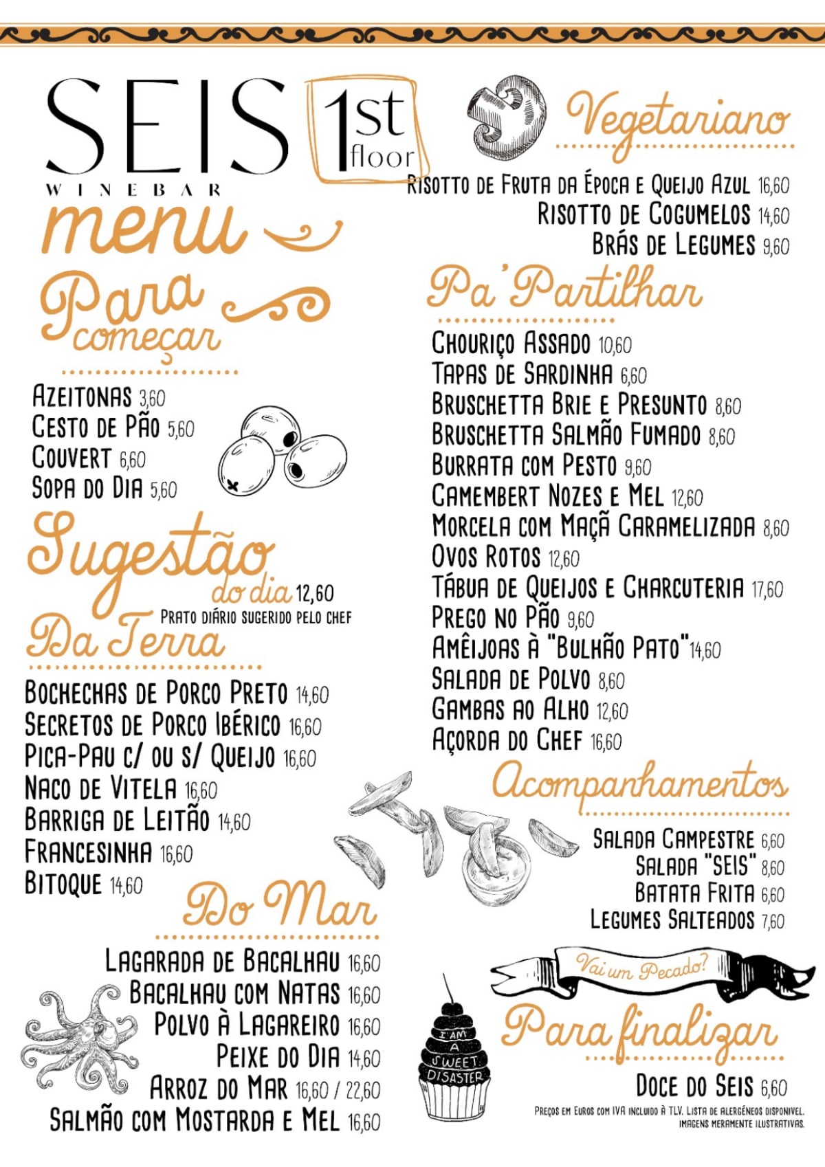 SEIS Garrafeira & Petiscos - Wine Bar menu