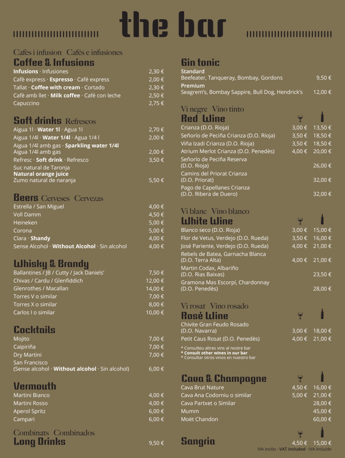 Terraza Montblanc - HOTEL HCC MONTBLANC menu