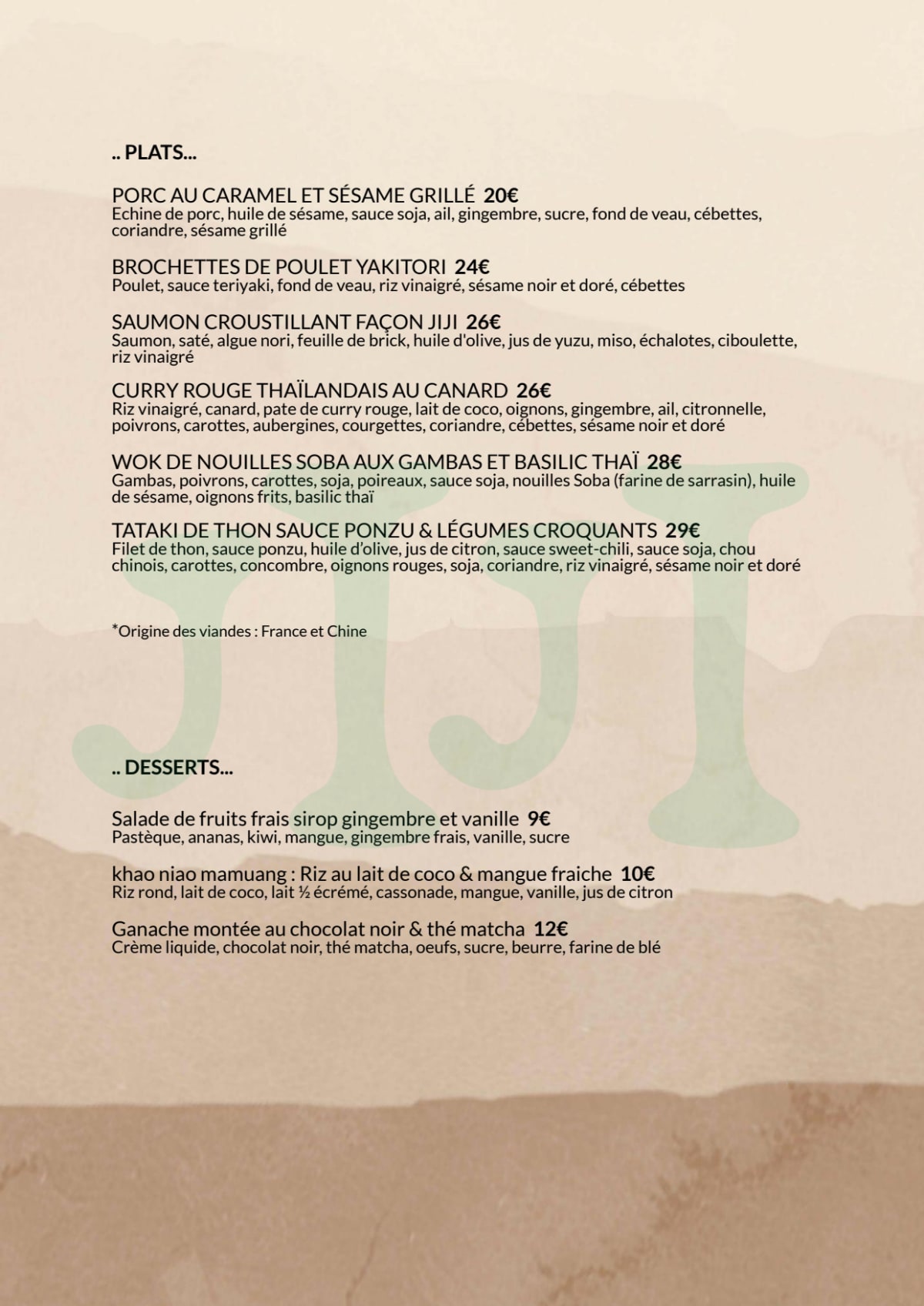 Menu 2024 JIJI Japanese Kitchen in Paris TheFork