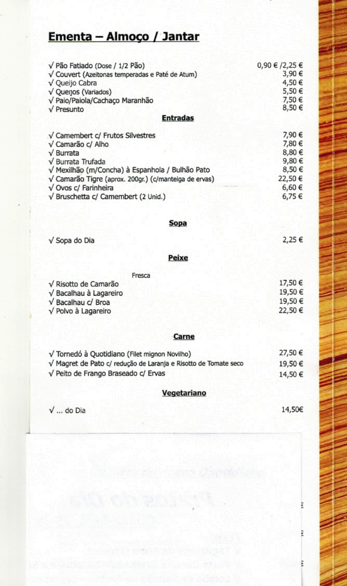 Quotidiano menu