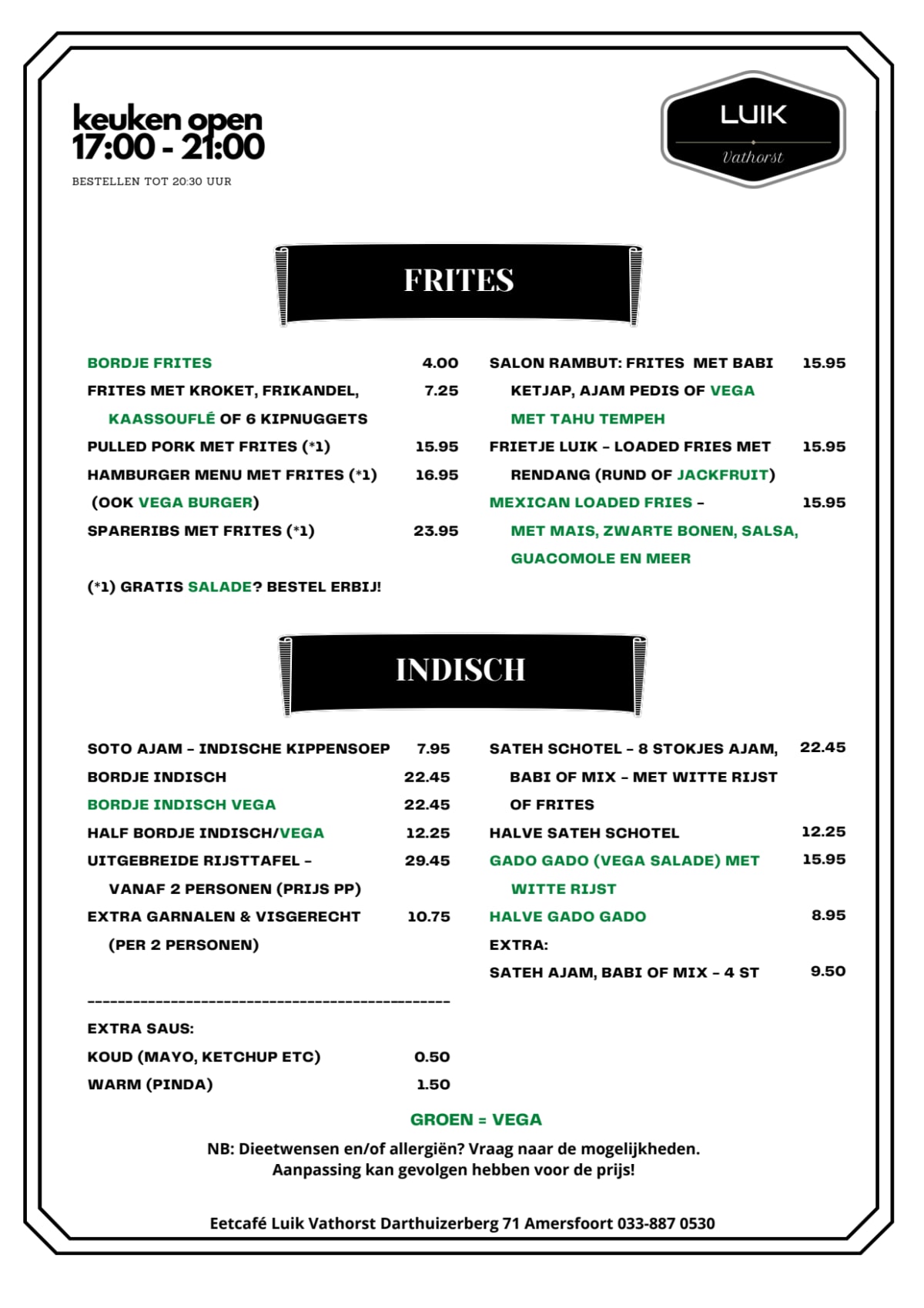Carte et Menus 2024 Eetcafé Luik Vathorst à Amersfoort TheFork