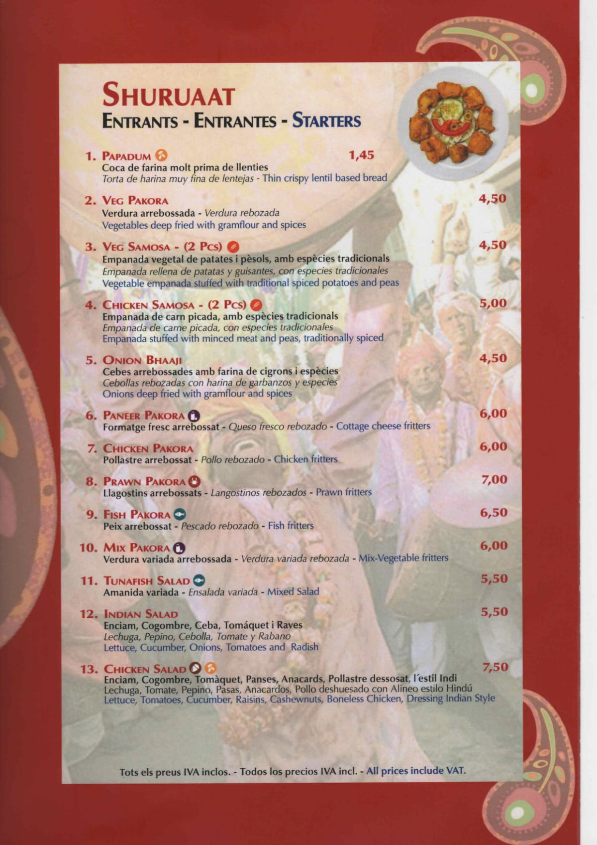 Bombay spicy menu