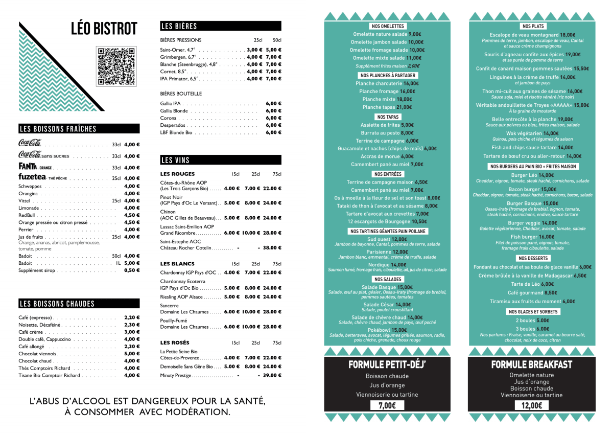 Léo Bistrot menu