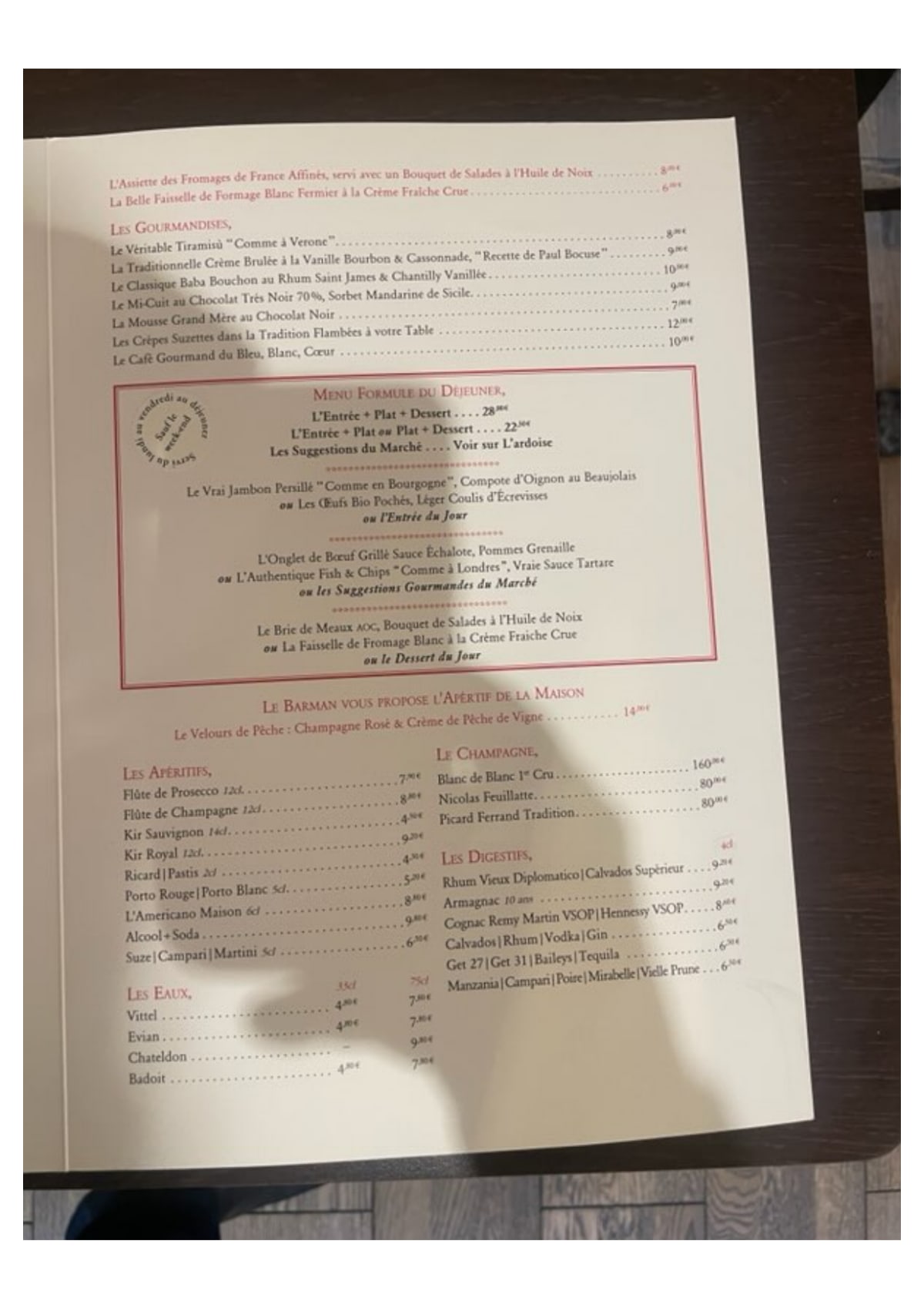 Café 108 menu