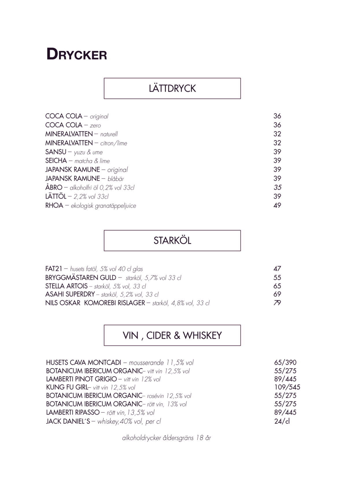 Manga menu