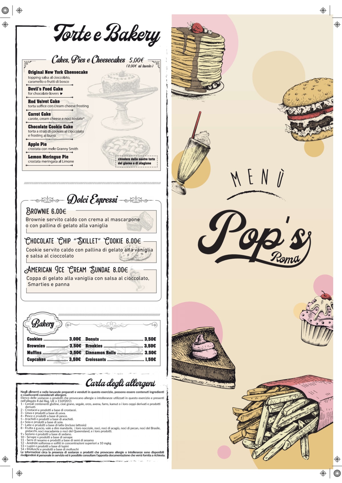 Pop's Roma menu