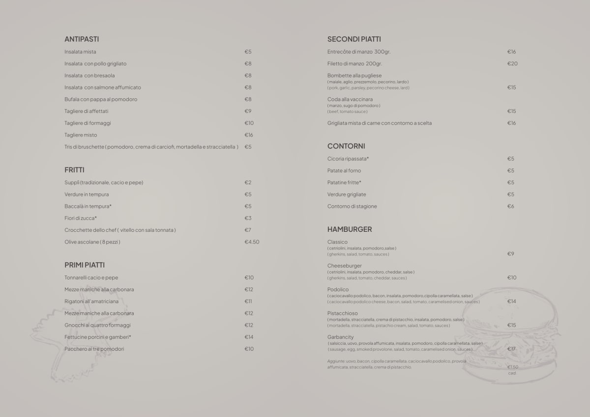 Garbancity menu