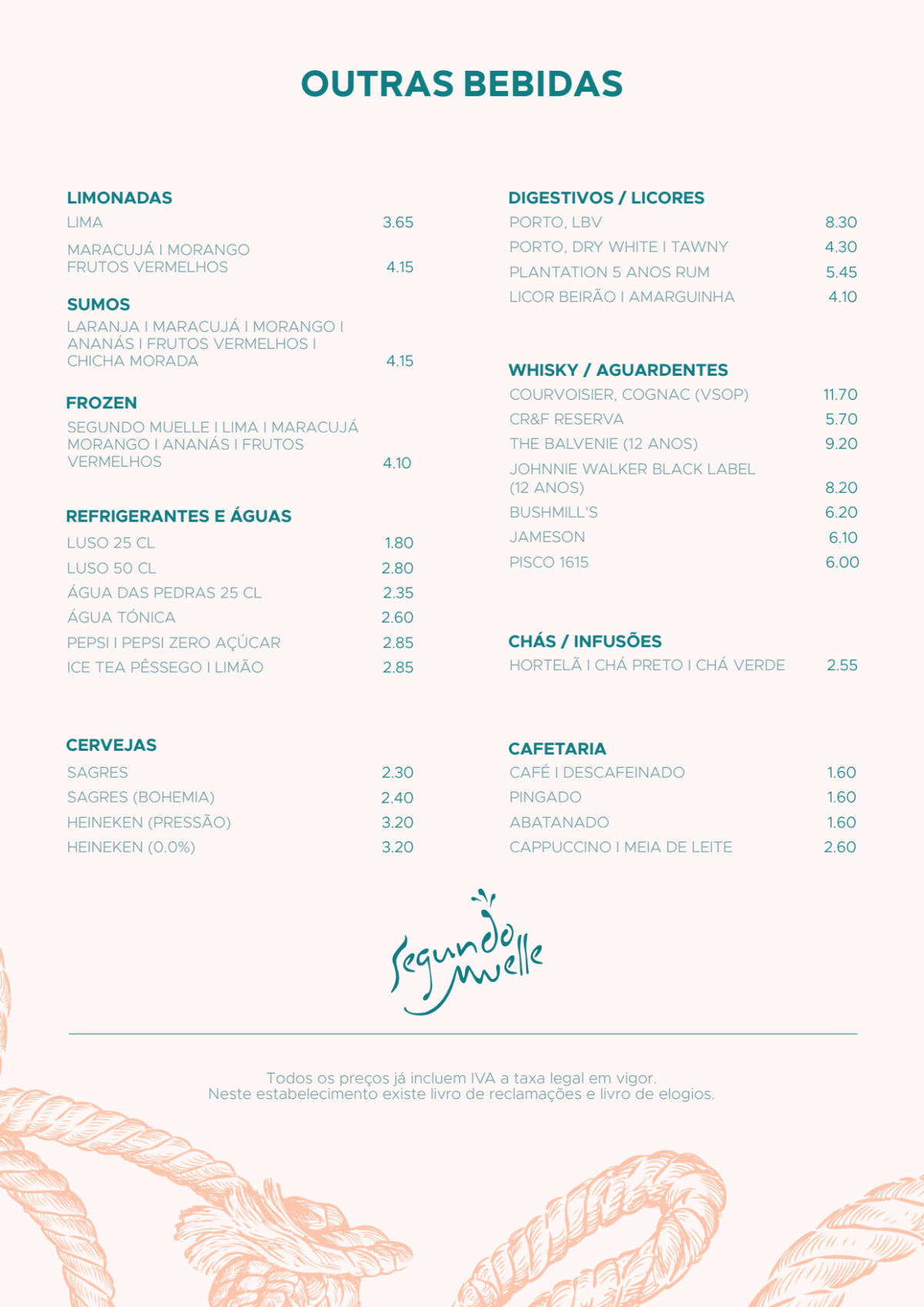 Segundo Muelle menu