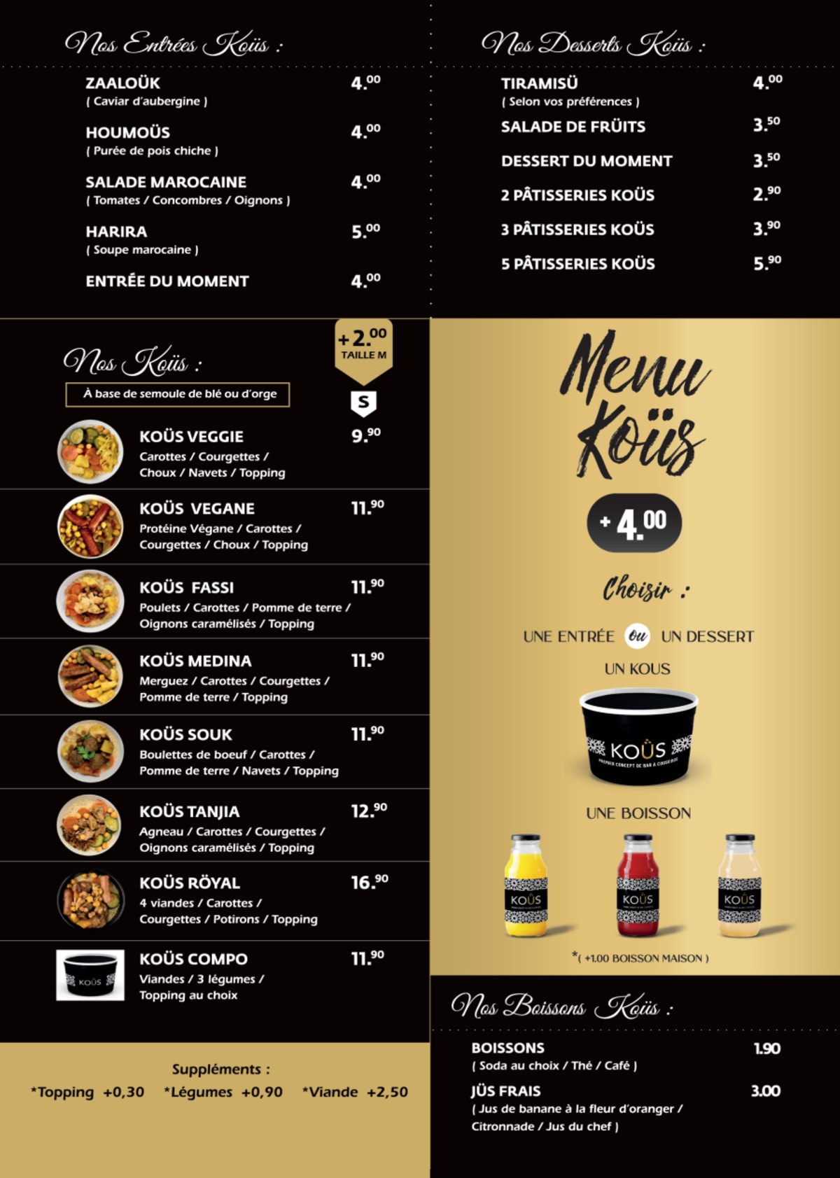 Kous Montparnasse menu