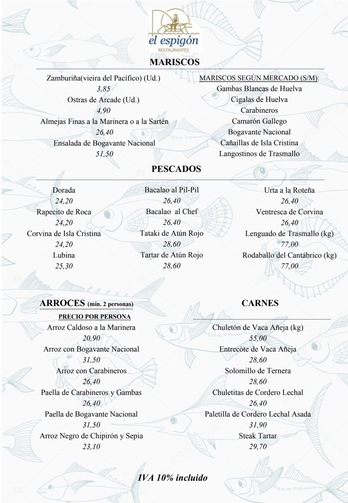 El Espigón (Madrid) menu