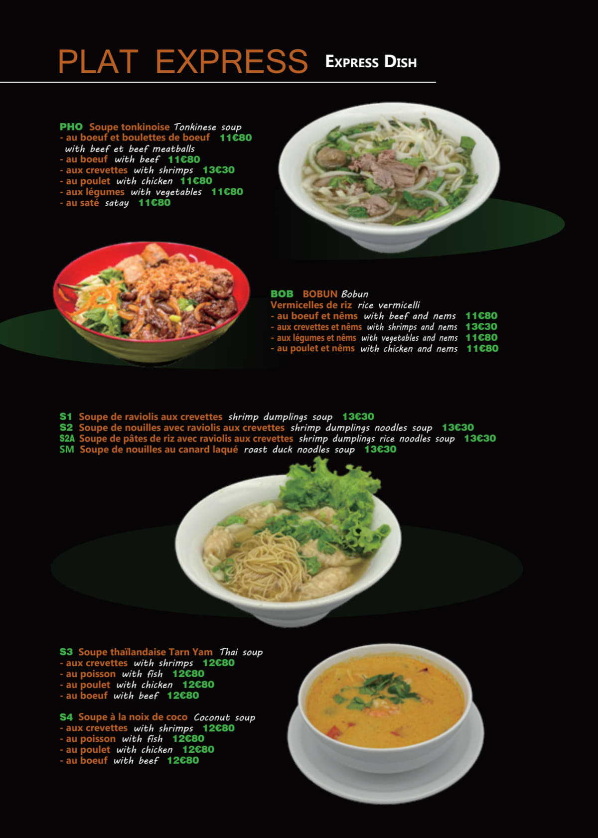 Pho Bobun menu