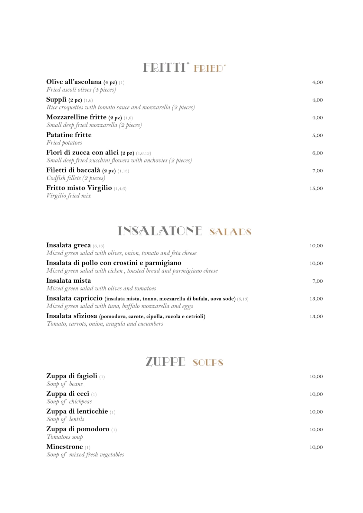 Virgilio menu