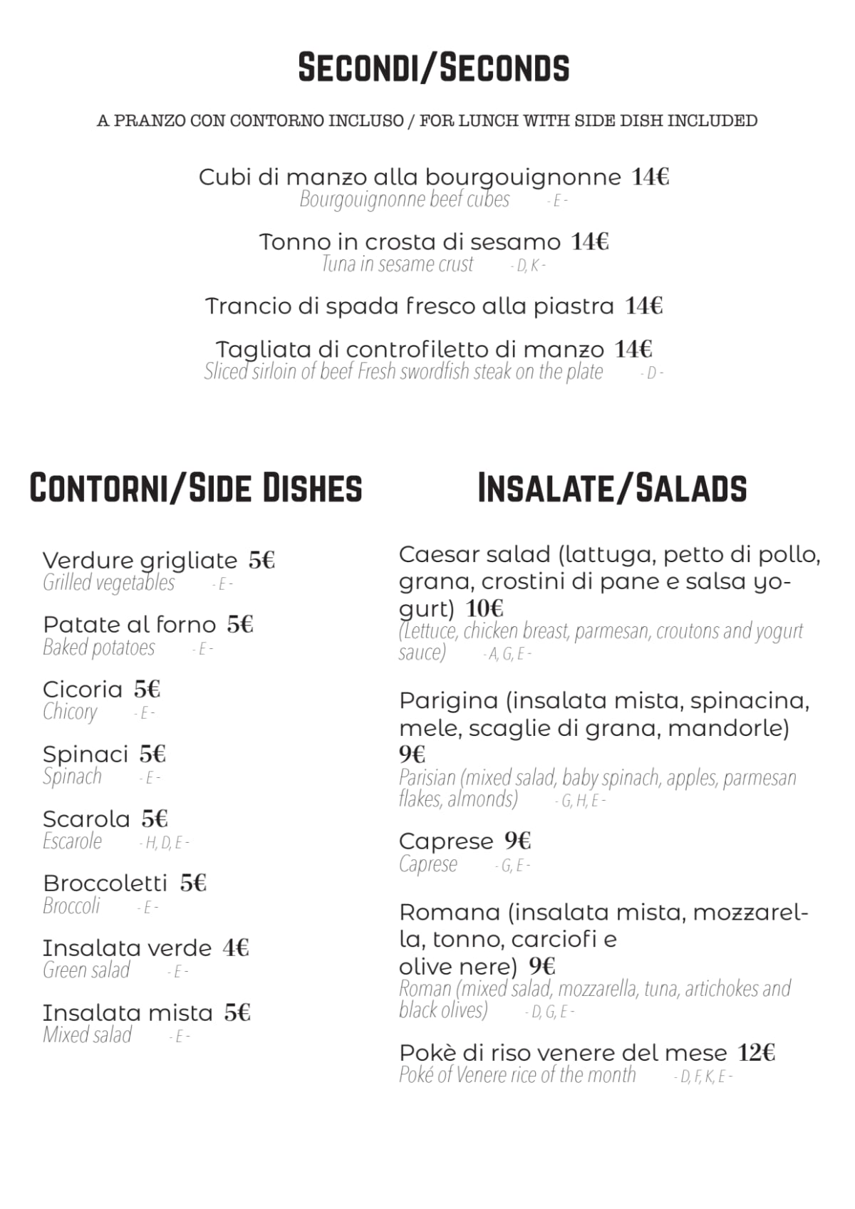 Mille 13 Bistrò menu