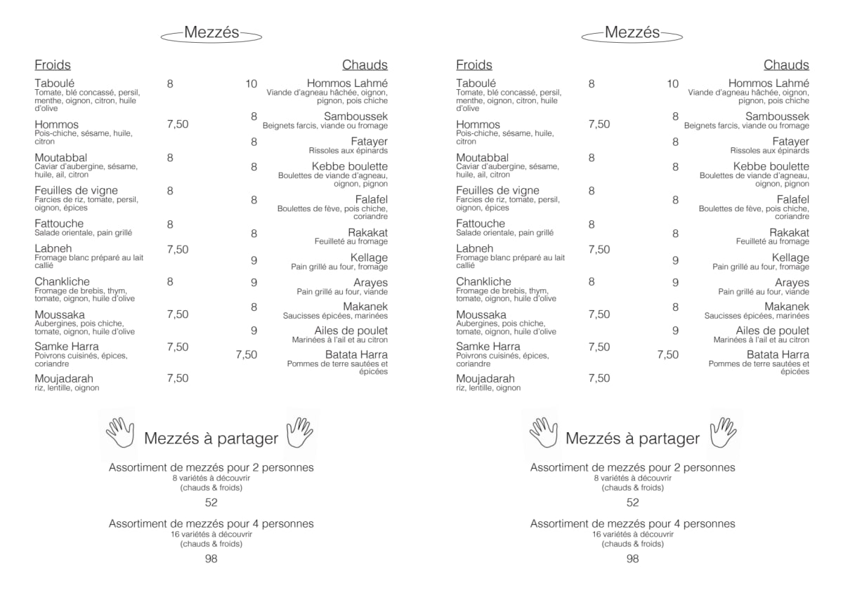 Atelier Beyrouth menu